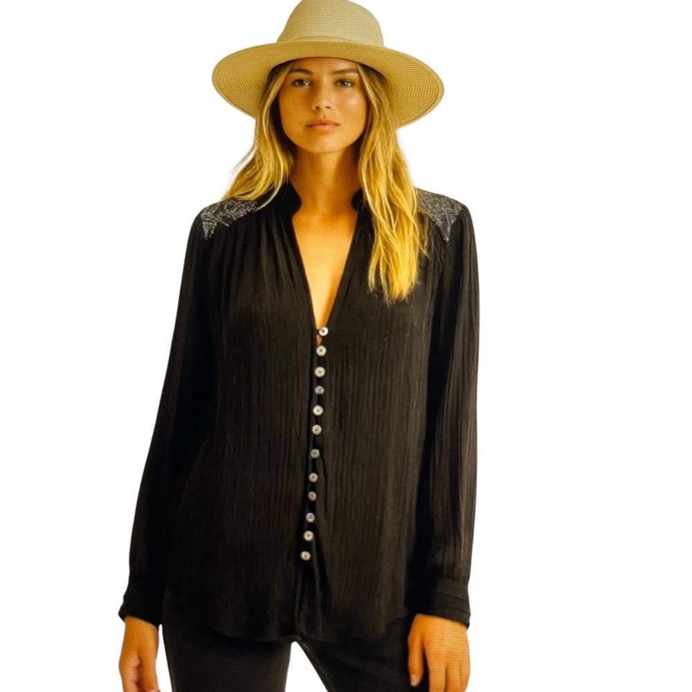 Free People Goth boho chic, bohemian, whimsical goth, hippie long sleeve shirt